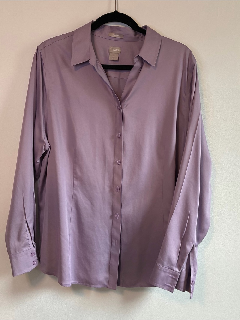Chico's Lavender No-Iron Button-Down Shirt, size 3 (US 16-18)